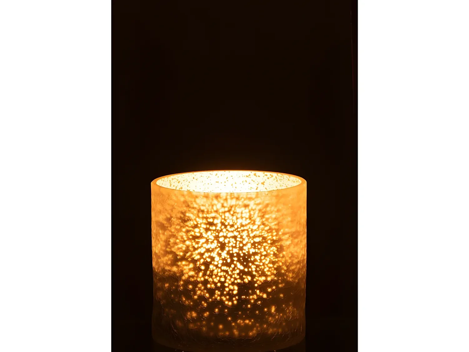 LANA DECO Portavelas Y Vela^Portavelas cilindro agrietado cristal Alt. 15 cm Gris