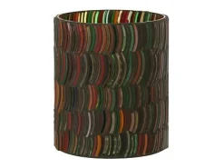 Clearance J-Line Portavelas curvo de vidrio 10x10x12.5 cm Multicolor