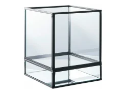 ebuy24 Iluminación Exterior^Portavelas de metal y cristal 12 x 15 cm Negro