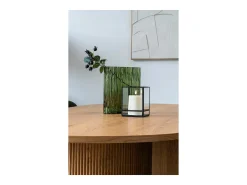 ebuy24 Iluminación Exterior^Portavelas de metal y cristal 12 x 15 cm Negro