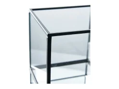 ebuy24 Iluminación Exterior^Portavelas de metal y cristal 12 x 15 cm Negro