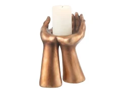 Hot J-Line Portavelas de poliresina cobre 19*17.5*25 cm Cobrizo