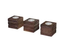 MCW Portavelas Y Vela^Portavelas de té Tolve (set de 3), marrón Marru00f3n