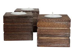 MCW Portavelas Y Vela^Portavelas de té Tolve (set de 3), marrón Marru00f3n