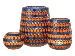 Best J-Line Portavelas de vidrio en forma de gota 17x17x21 cm Azul