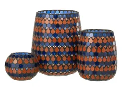 Best J-Line Portavelas de vidrio en forma de gota 17x17x21 cm Azul