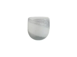 Portavelas de vidrio gris 10.5x10.5x10 cm