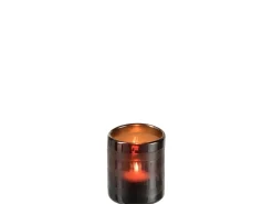 Online J-Line Portavelas de vidrio marrón 8x8x9 cm Marru00f3n