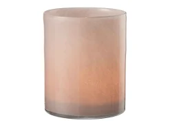 Portavelas de vidrio rosa de 15x15x18 cm
