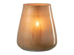 Outlet J-Line Portavelas irregular de vidrio marrón 15x15x17cm Marru00f3n