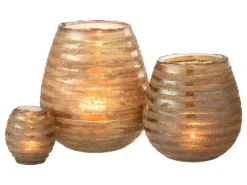 Portavelas línea redondo cristal marrón Alt. 23 cm