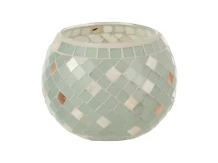 Portavelas mosaicos redondo cristal gris/nácar 15