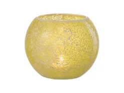 J-Line Portavelas Y Vela^Portavelas mosaicos redondo cristal Alt. 17 cm Amarillo