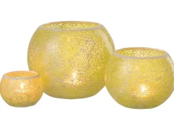 J-Line Portavelas Y Vela^Portavelas mosaicos redondo cristal Alt. 17 cm Amarillo