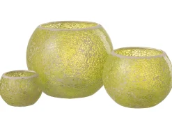 J-Line Portavelas Y Vela^Portavelas mosaicos redondo cristal Alt. 17 cm Amarillo