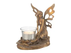 Portavelas ángel de metal dorado 15*10*16 cm