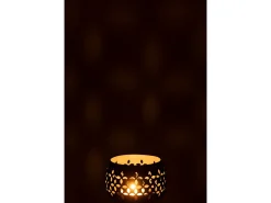 Portavelas perforado de hierro negro 13x13x9cm