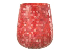 Best J-Line Portavelas triangular de vidrio 17x17x21 cm Rosa