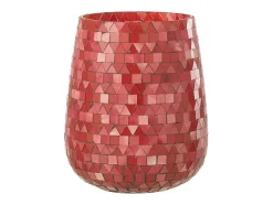 Best J-Line Portavelas triangular de vidrio 17x17x21 cm Rosa