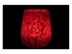 Best J-Line Portavelas triangular de vidrio 17x17x21 cm Rosa