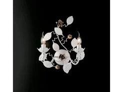 Preciosa lámpara de pared de hierro lacado blanco shabby 2 luces .37 P.21 BL196-AP2-BCO