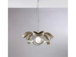 Best Primula - Lámpara colgante de hierro lacado blanco y gris tórtola con cable de acero orientable 4 luces 138 - Ø66 - BL145-4-BT Topo