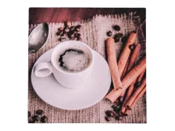 Sale Excellent Houseware Print decorativo café taza y canela 28x28x1,5 cm Transparente