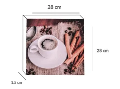 Sale Excellent Houseware Print decorativo café taza y canela 28x28x1,5 cm Transparente
