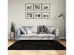 Garden Furniture Alfombra De Salón^Prolenta Premium - Alfombra de pelo corto suave lavable HUARTE 160x160 cm Negro