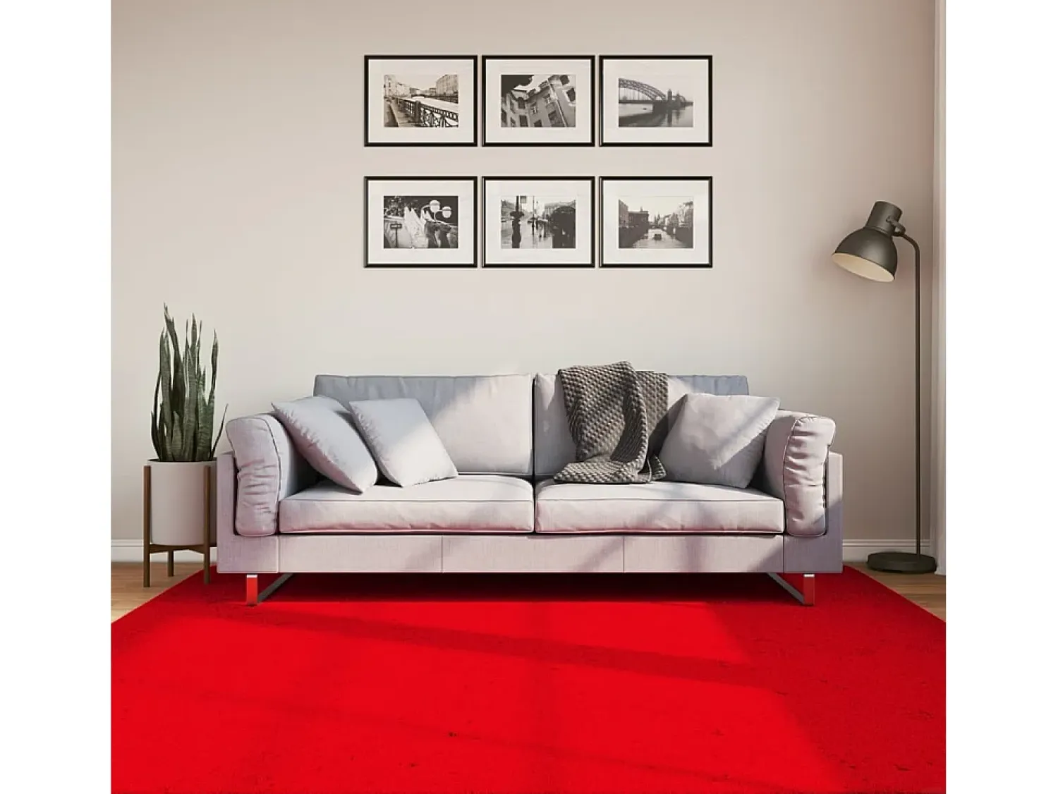Garden Furniture Alfombra De Salón^Prolenta Premium - Alfombra de pelo corto suave lavable HUARTE 200x200 cm Rojo
