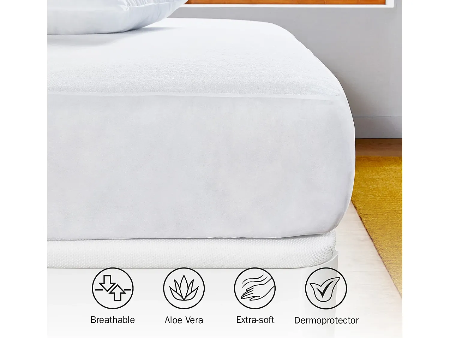 PIKOLIN Ropa De Cama^Protector colchón 90x196cm | HOME | 5 caras | Hasta 32cm Blanco