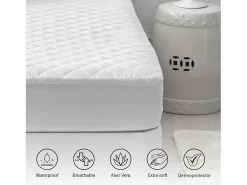 New PIKOLIN Protector de colchón 135x196cm| HOME| Aloe Vera| Hasta 32cm Blanco