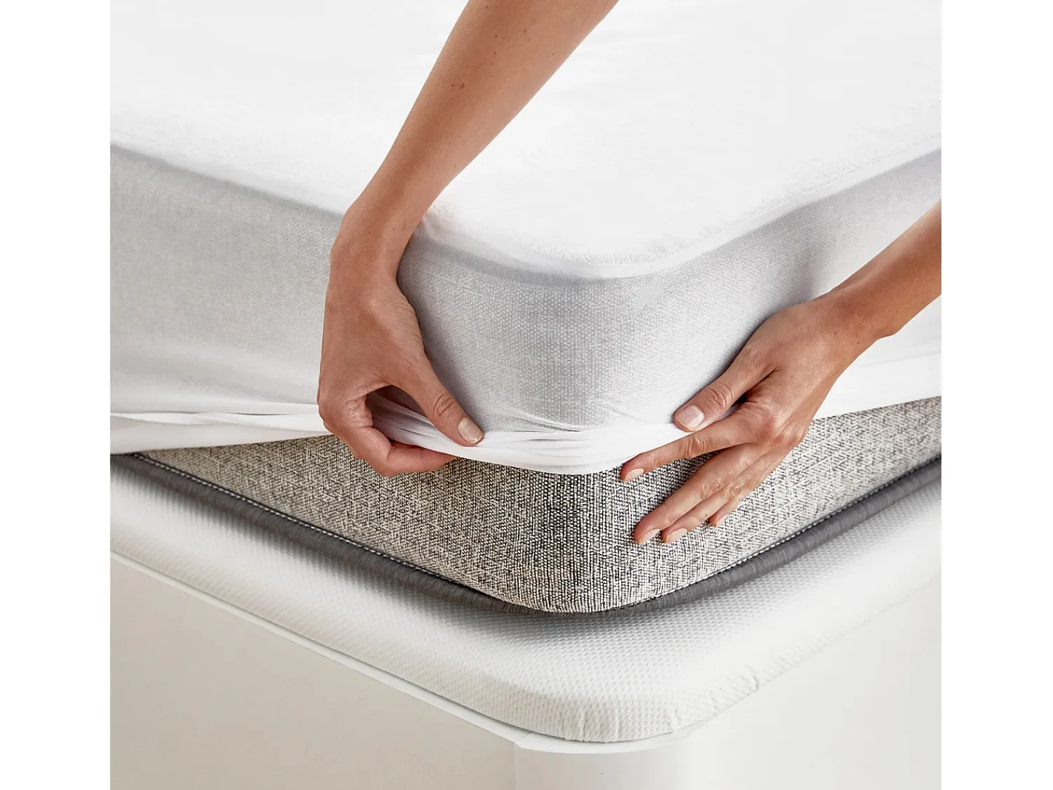 PIKOLIN Ropa De Cama^Protector de colchón 180x196cm| HOME| Algodón Rizo| 32cm Blanco