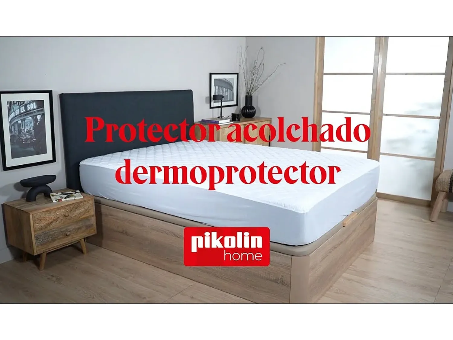 PIKOLIN Ropa De Cama^Protector de colchón 105x196cm| HOME| Aloe Vera| Hasta 32cm Blanco