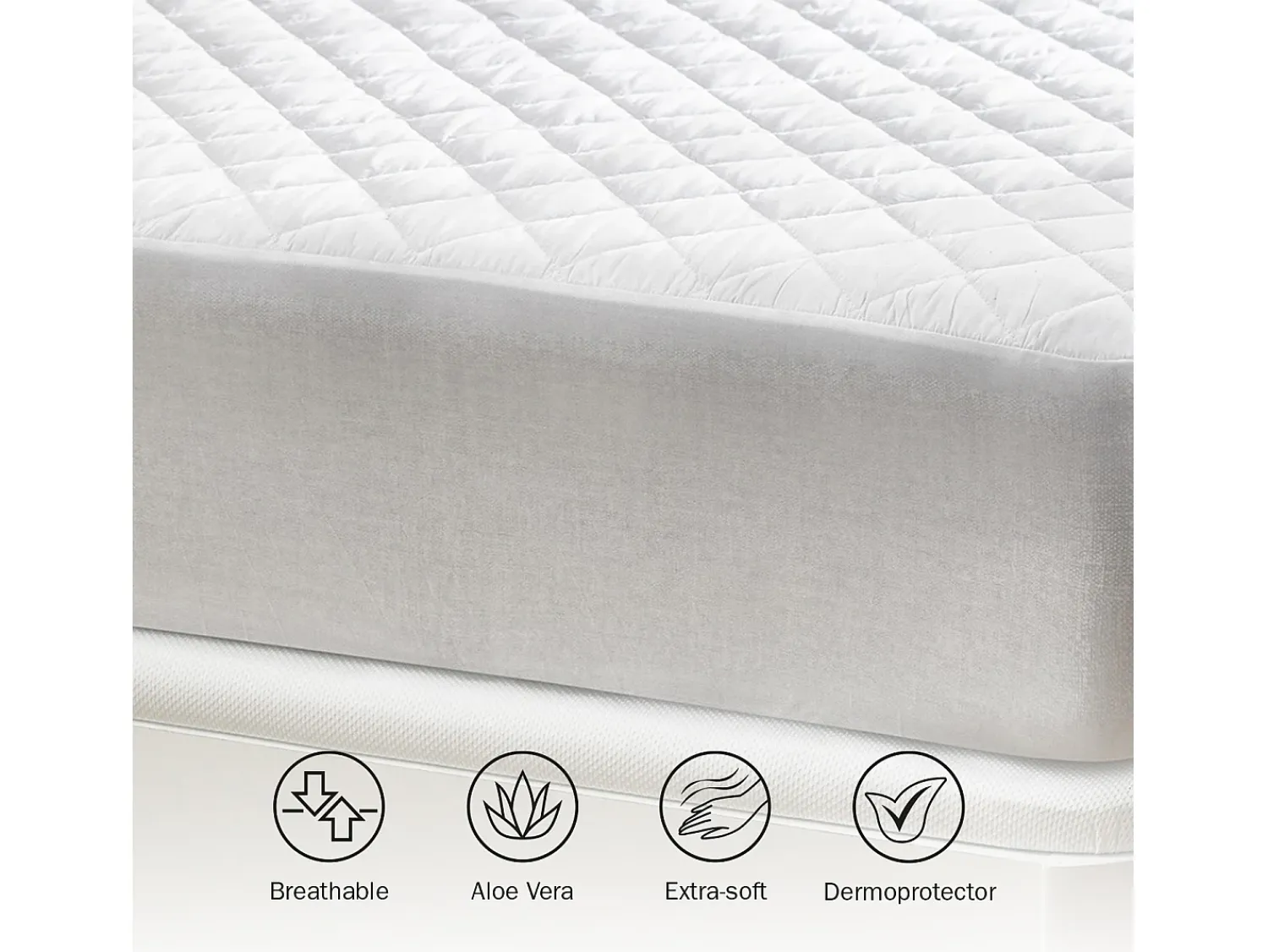 PIKOLIN Ropa De Cama^Protector de colchón 105x196cm| HOME| Aloe Vera| Hasta 32cm Blanco