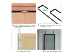 New DripeX Puerta de la pared colgante de espejo 110x33cm, longitud del espejo completo en vidrio templado con 2 ganchos de suspensión para puerta, altura ajustable - Negro