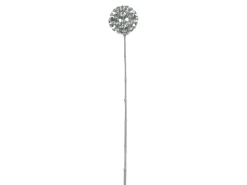 Rama con bola de plástico plateada con strass de 68 cm de altura