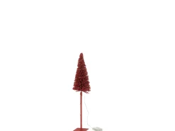 Árbol con luces LED de plástico rojo de 13x13x58 cm