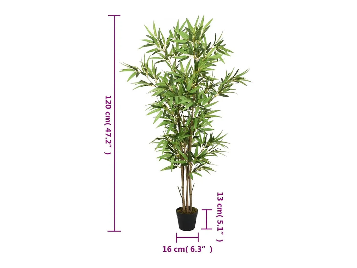 Árbol de bambú artificial con 552 hojas verde 120 cm ES497722