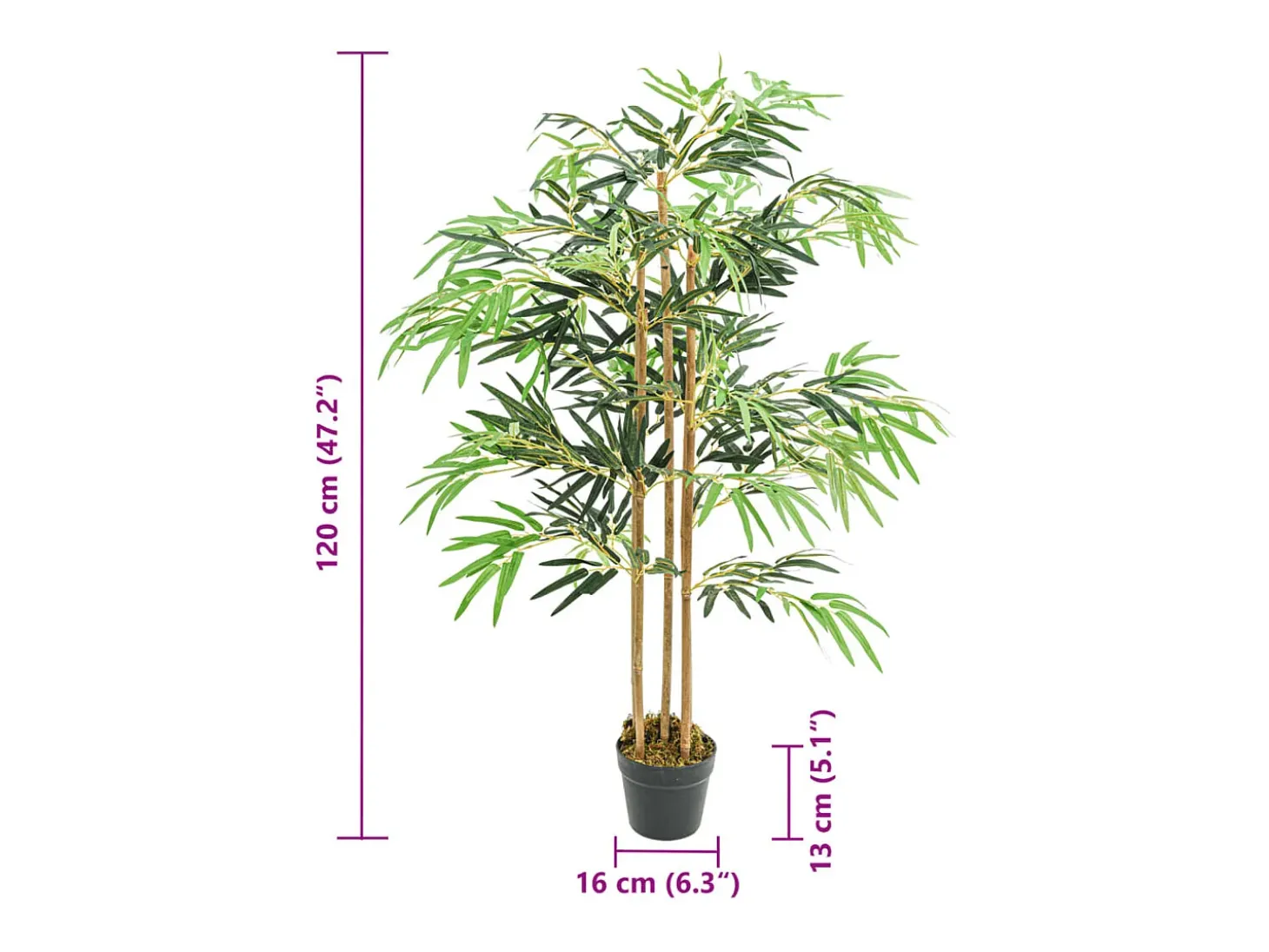 Árbol de bambú artificial con 730 hojas verde 120 cm ES140567