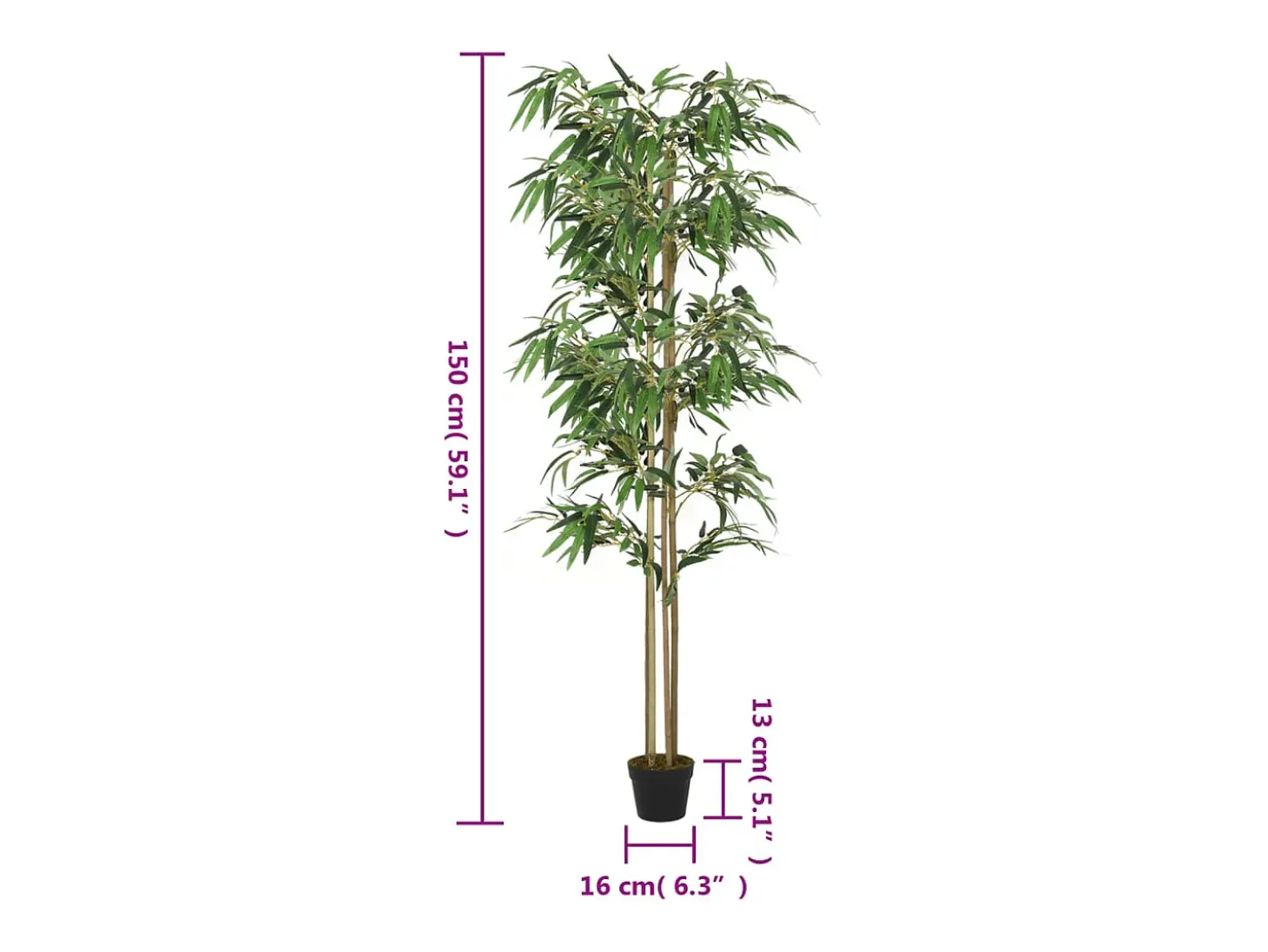 Árbol de bambú artificial con 988 hojas verde 150 cm ES691671