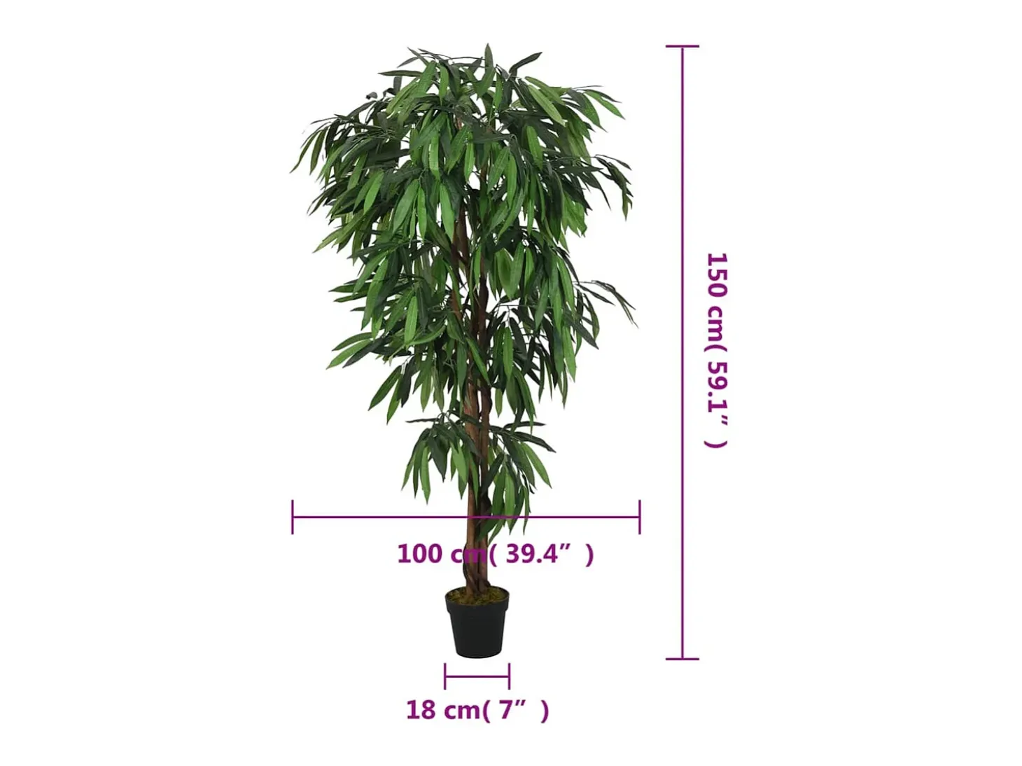 Árbol de mango artificial con 600 hojas verde 150 cm ES474646