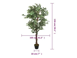 Árbol ficus artificial con 756 hojas 150 cm ES959827 Verde