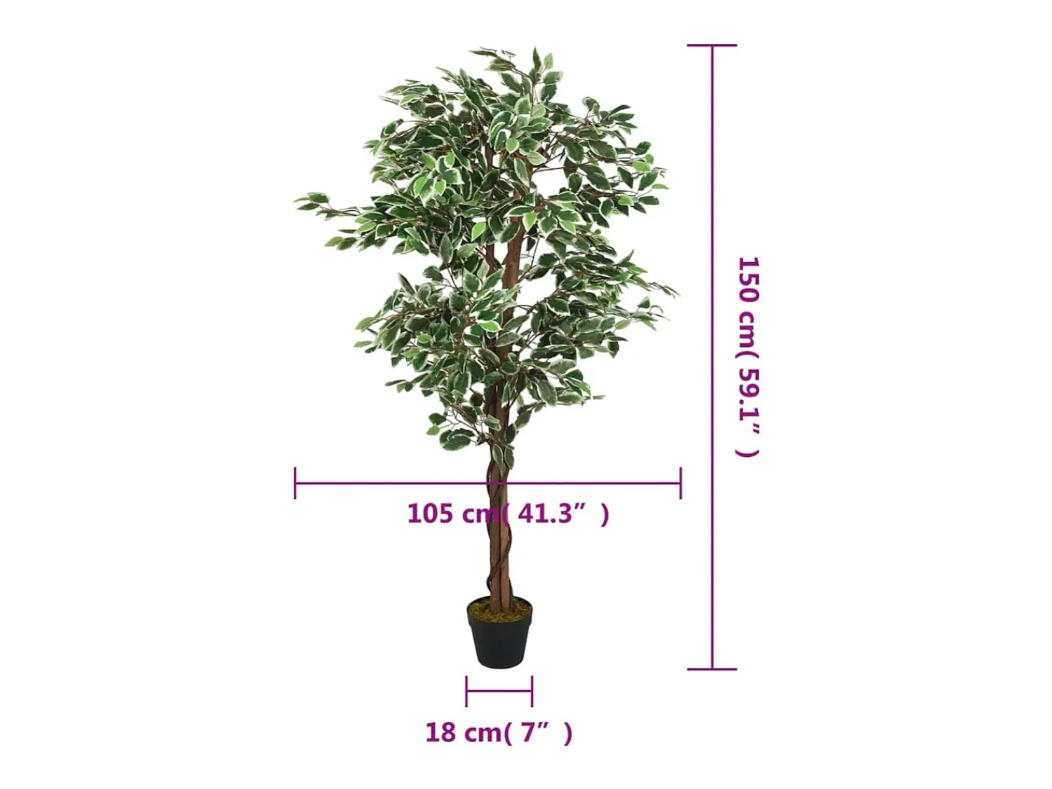 Árbol ficus artificial con 756 hojas 150 cm ES959827 Verde