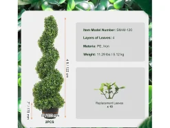 Árbol Topiario Artificial SucceBuy Árbol Topiario Artificial en Espiral de 1,2 m, Resistente a Los Rayos UV, Ideal para Decoración de Interiores y Exteriores.