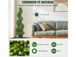 Árbol Topiario Artificial SucceBuy Árbol Topiario Artificial en Espiral de 1,2 m, Resistente a Los Rayos UV, Ideal para Decoración de Interiores y Exteriores.