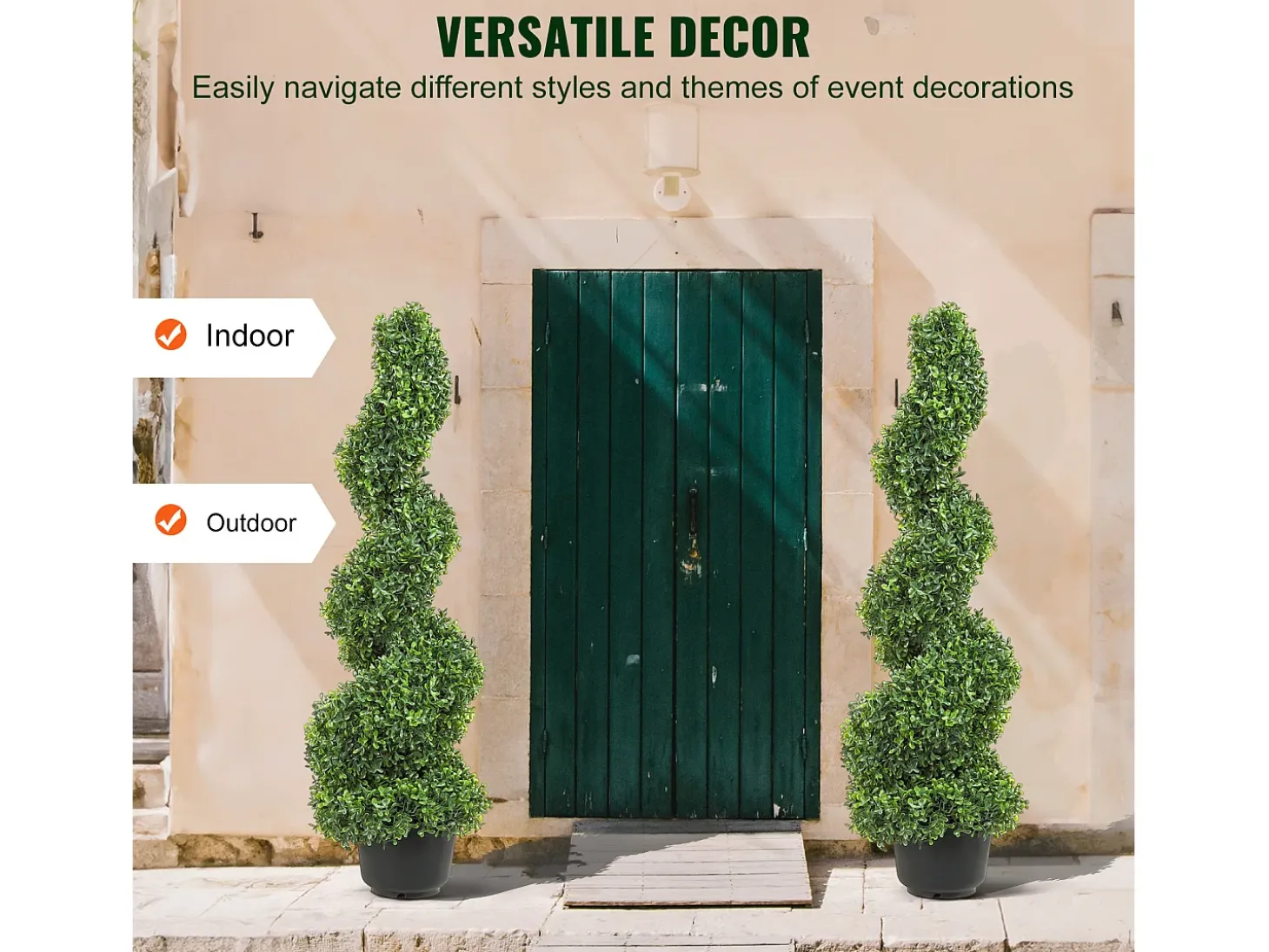 Árbol Topiario Artificial SucceBuy Árbol Topiario Artificial en Espiral de 1,2 m, Resistente a Los Rayos UV, Ideal para Decoración de Interiores y Exteriores.