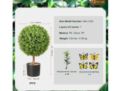 Árbol Topiario Artificial SucceBuy Árbol Topiario Artificial de 2 Pies, Planta Falsa, Hojas Reemplazables, Decoración Del Hogar.