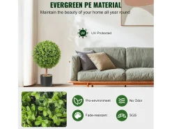 Árbol Topiario Artificial SucceBuy Árbol Topiario Artificial de 2 Pies, Planta Falsa, Hojas Reemplazables, Decoración Del Hogar.