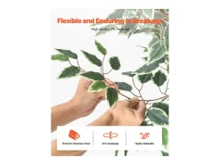 Árboles Artificiales SucceBuy Ficus Artificial de 180 cm con Maceta Negra, Planta Artificial Grande con Tronco de Madera Natural y Follaje Verde Realista